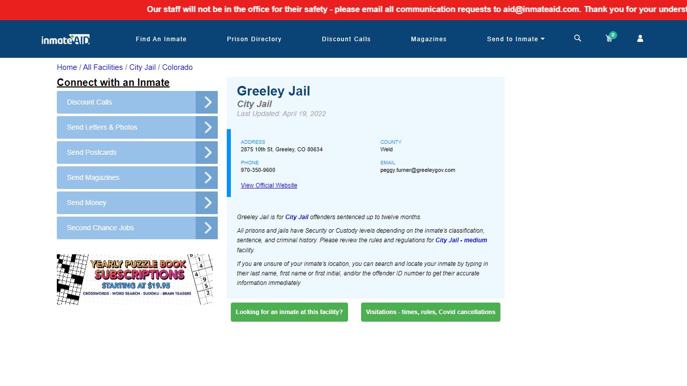 Greeley Jail | Inmate Locator